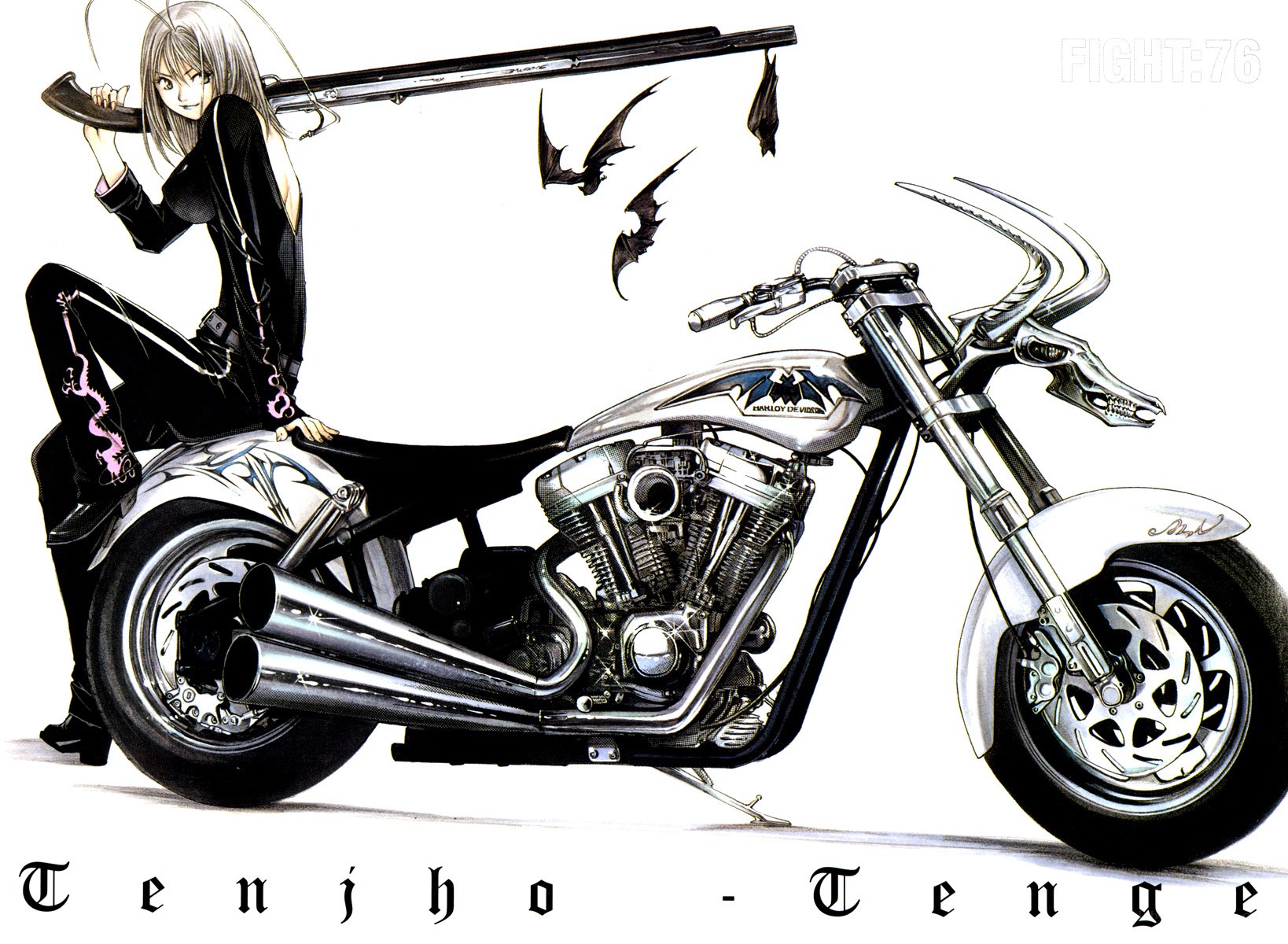 Anime character with motorcycle