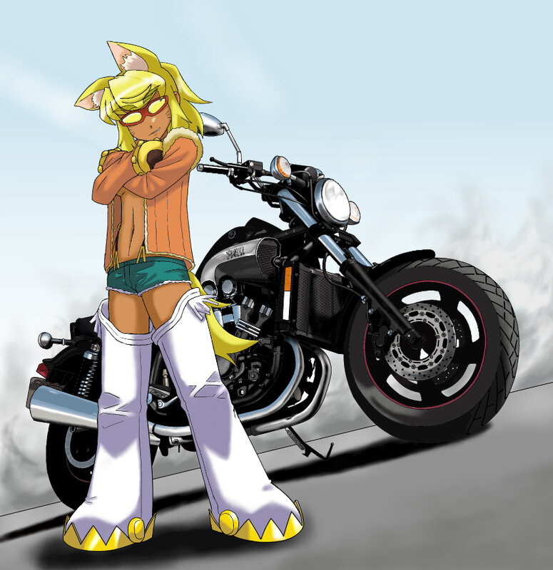 anime character with motorcycle