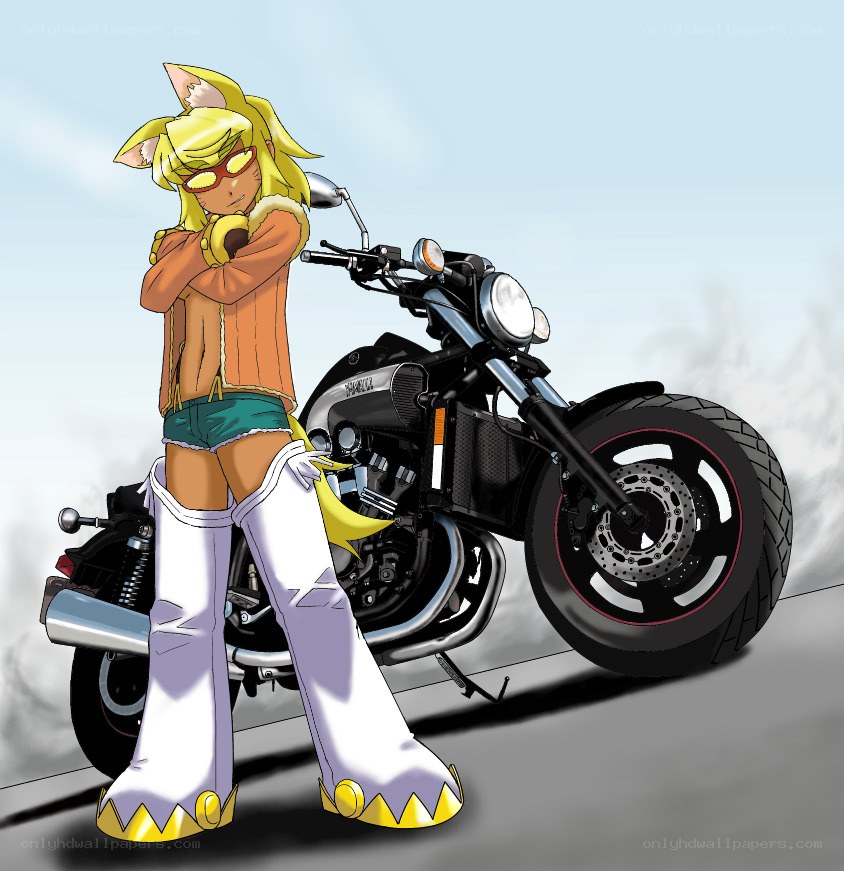 anime character with motorcycle