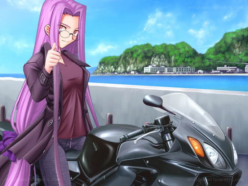 Anime character with motorcycle