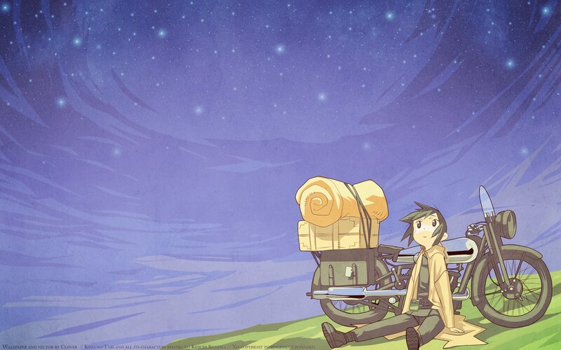 Anime Character with Motorcycle — Purple