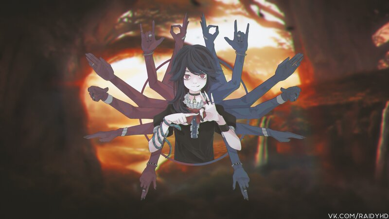 Anime Character with Multiple Arms — Black