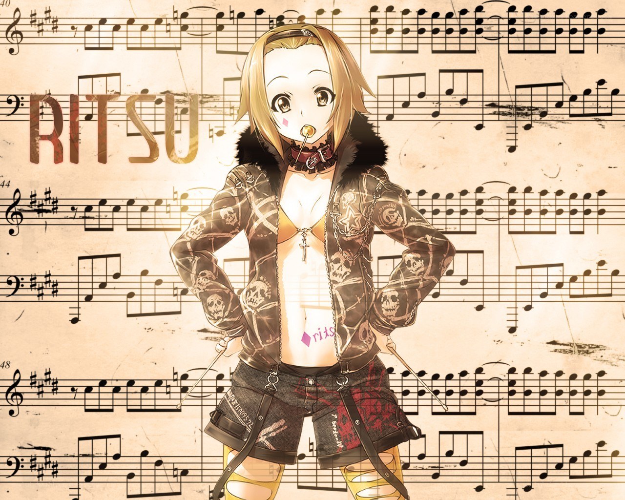 Anime character with music sheet background