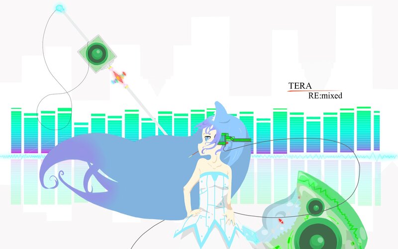 anime character with music visualizer