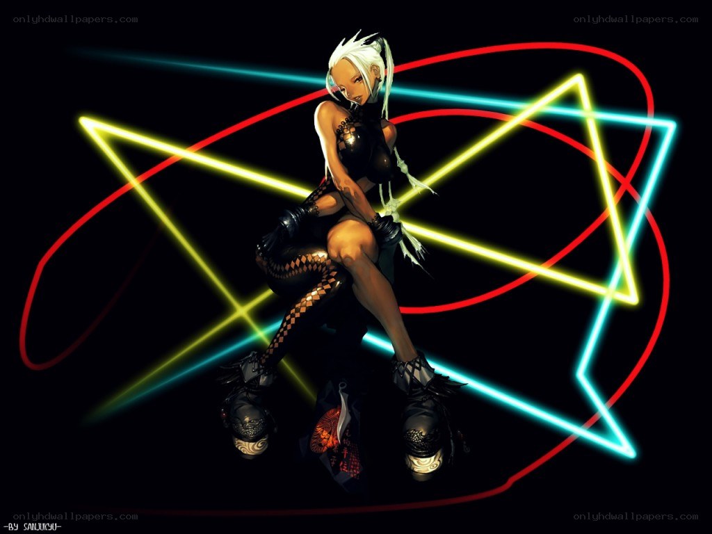 anime character with neon lights