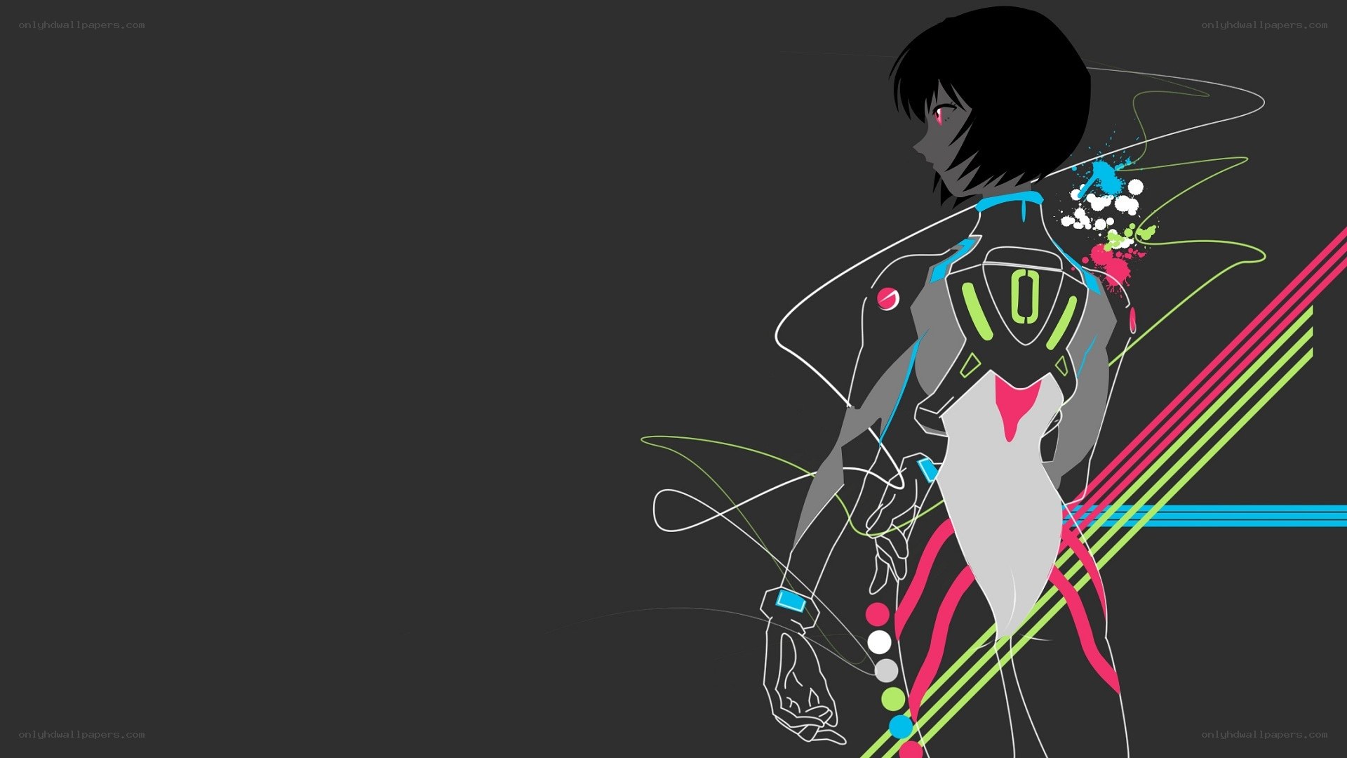 anime character with neon lines