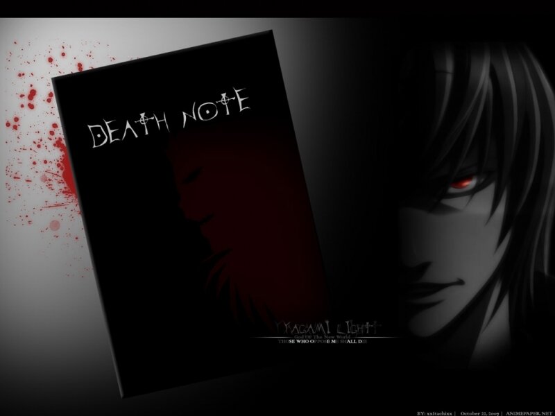 Anime Character with Notebook — Black, Dark, Dramatic
