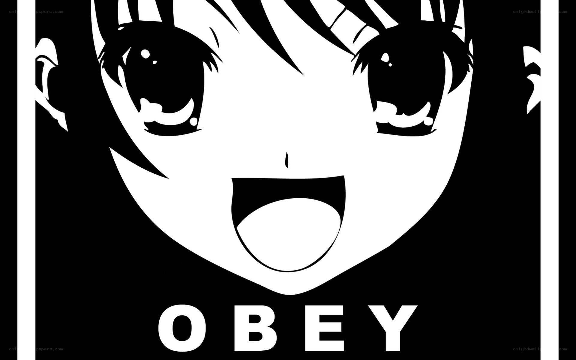 anime character with 'OBEY' text