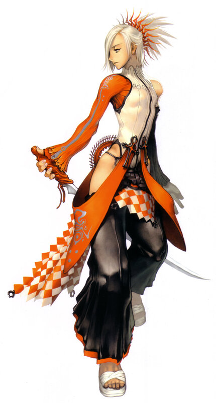 anime character with orange and black outfit