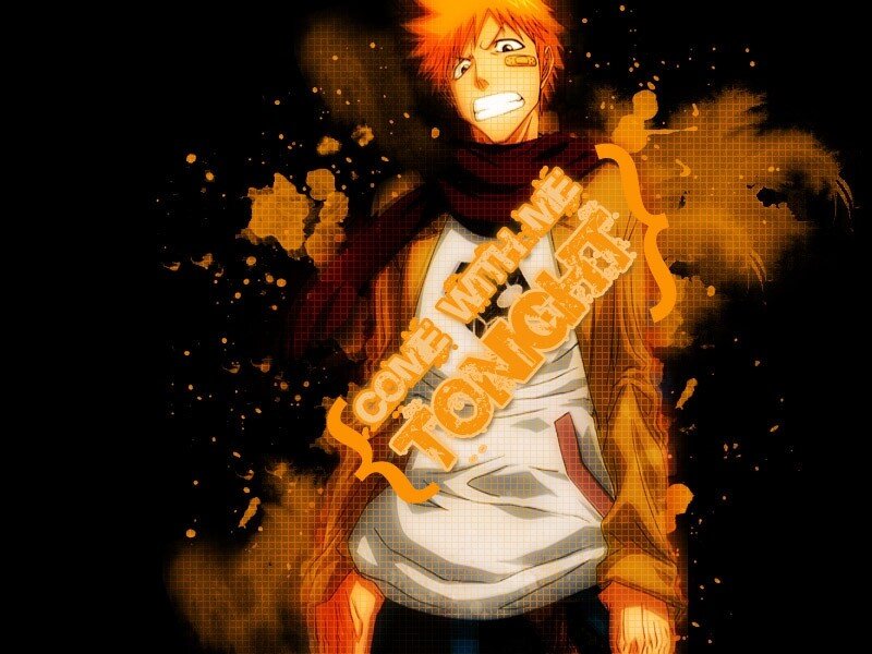 Anime Character with Orange Hair — Black, Dramatic, Scarf