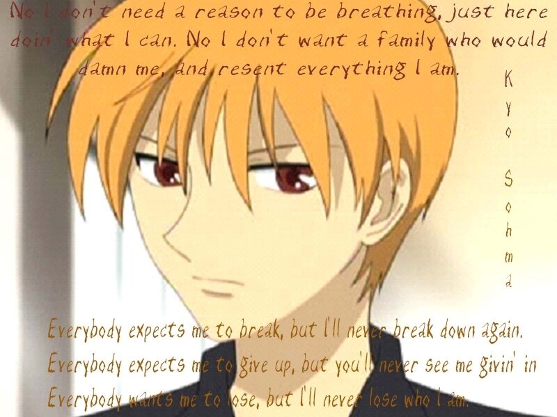 Anime Character with Orange Hair — Determined, Text