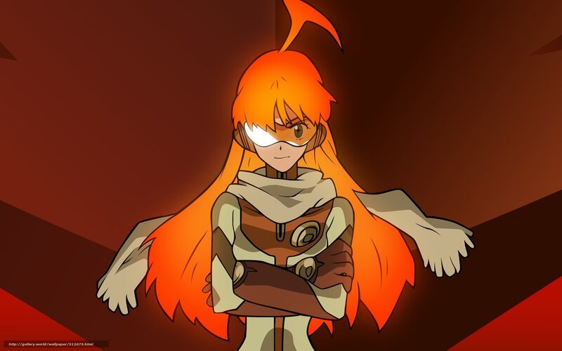 Anime Character with Orange Hair — Dramatic, Scarf, Goggles