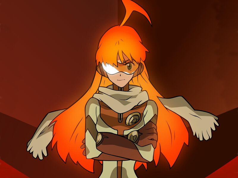 Anime Character with Orange Hair — Dramatic, Scarf