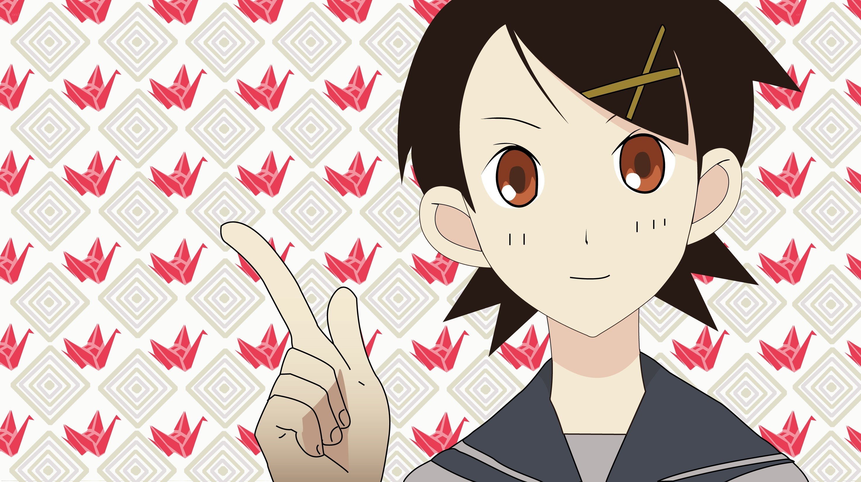 anime character with origami background