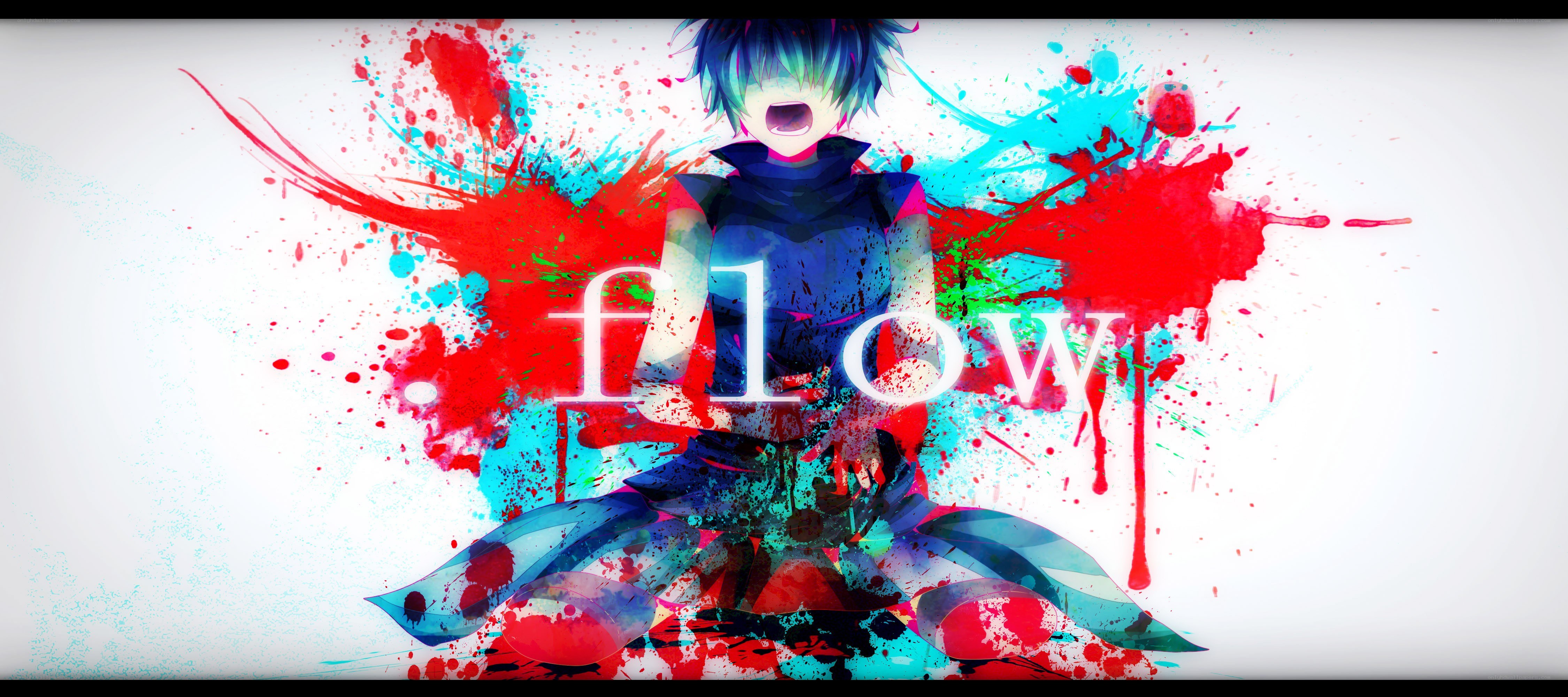 anime character with paint splatters