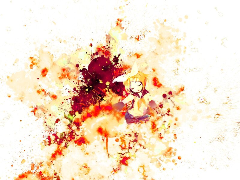 Anime character with paint splatters