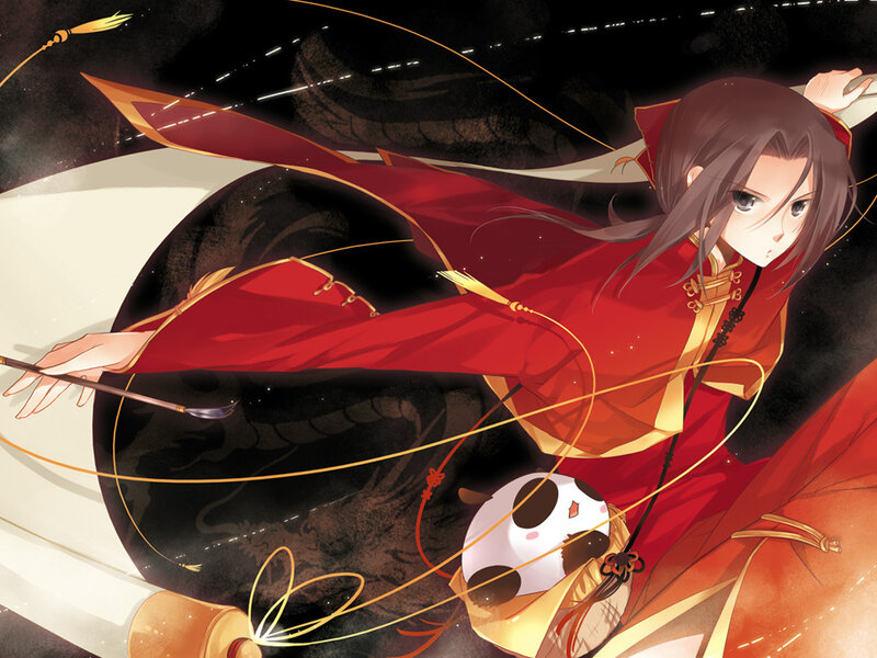 Anime Character with Panda — Red