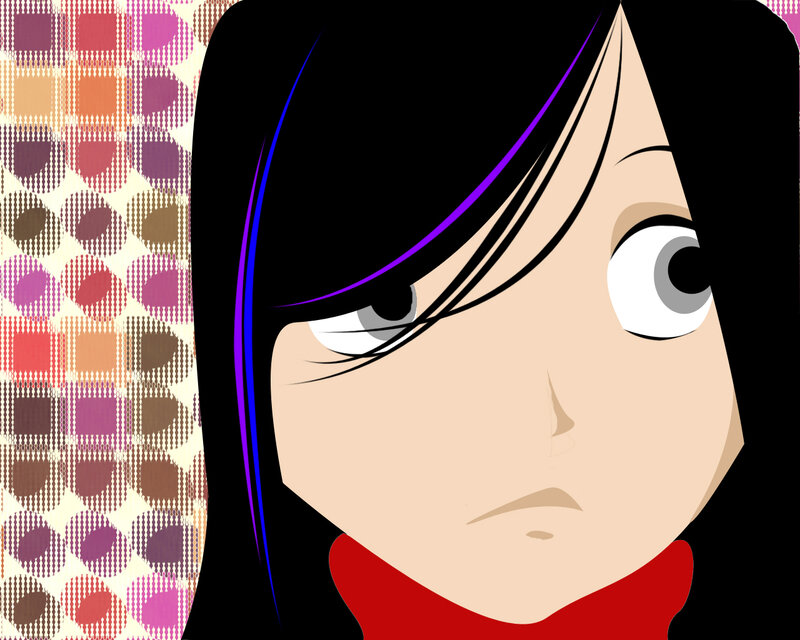 anime character with patterned background
