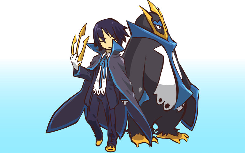 anime character with penguin