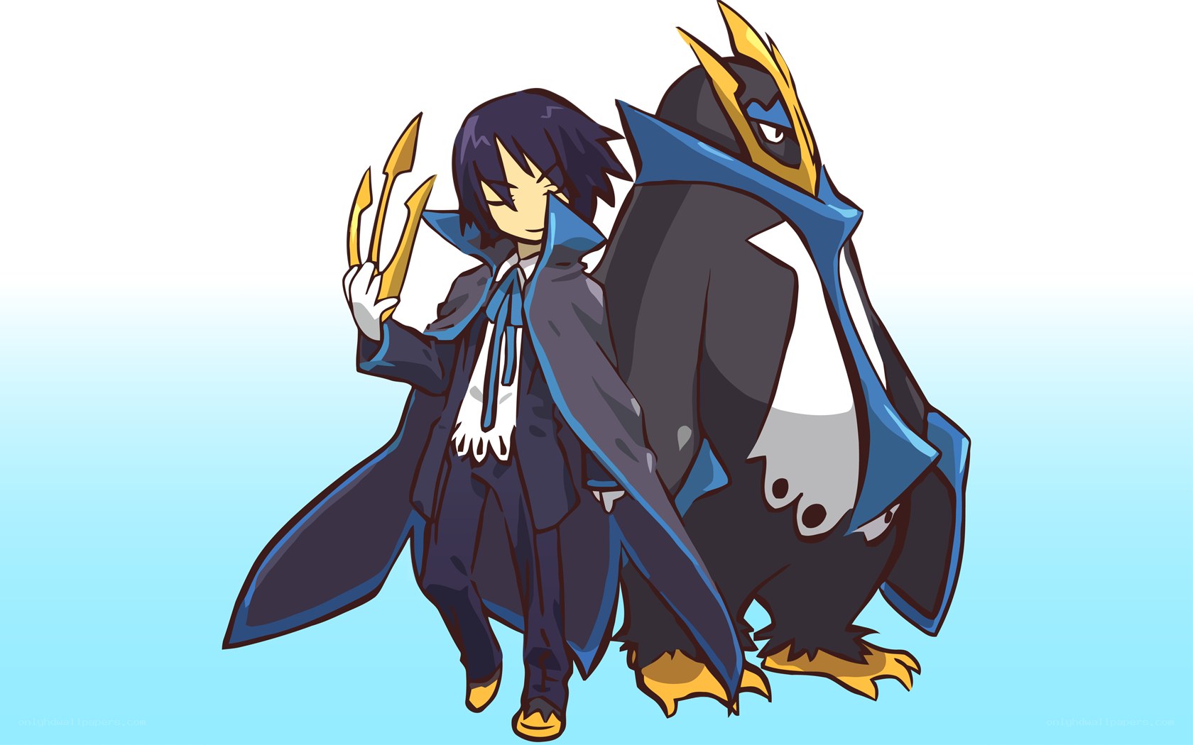 anime character with penguin