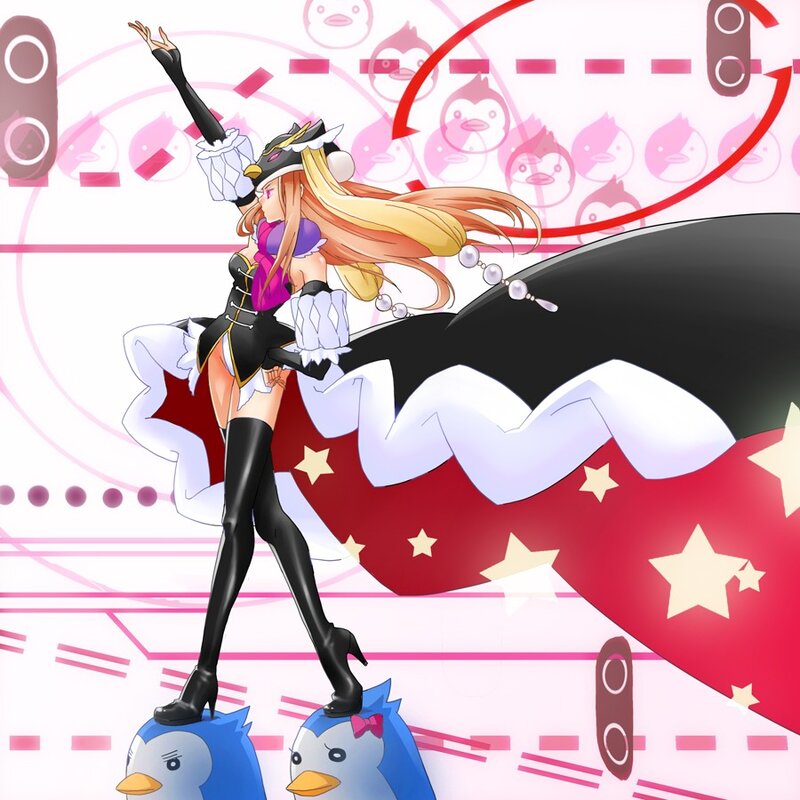 anime character with penguins