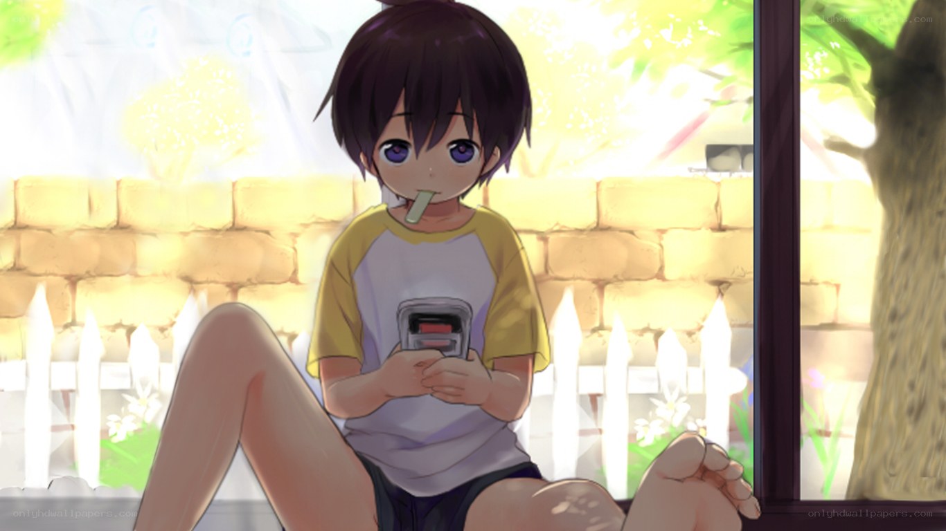 anime character with phone