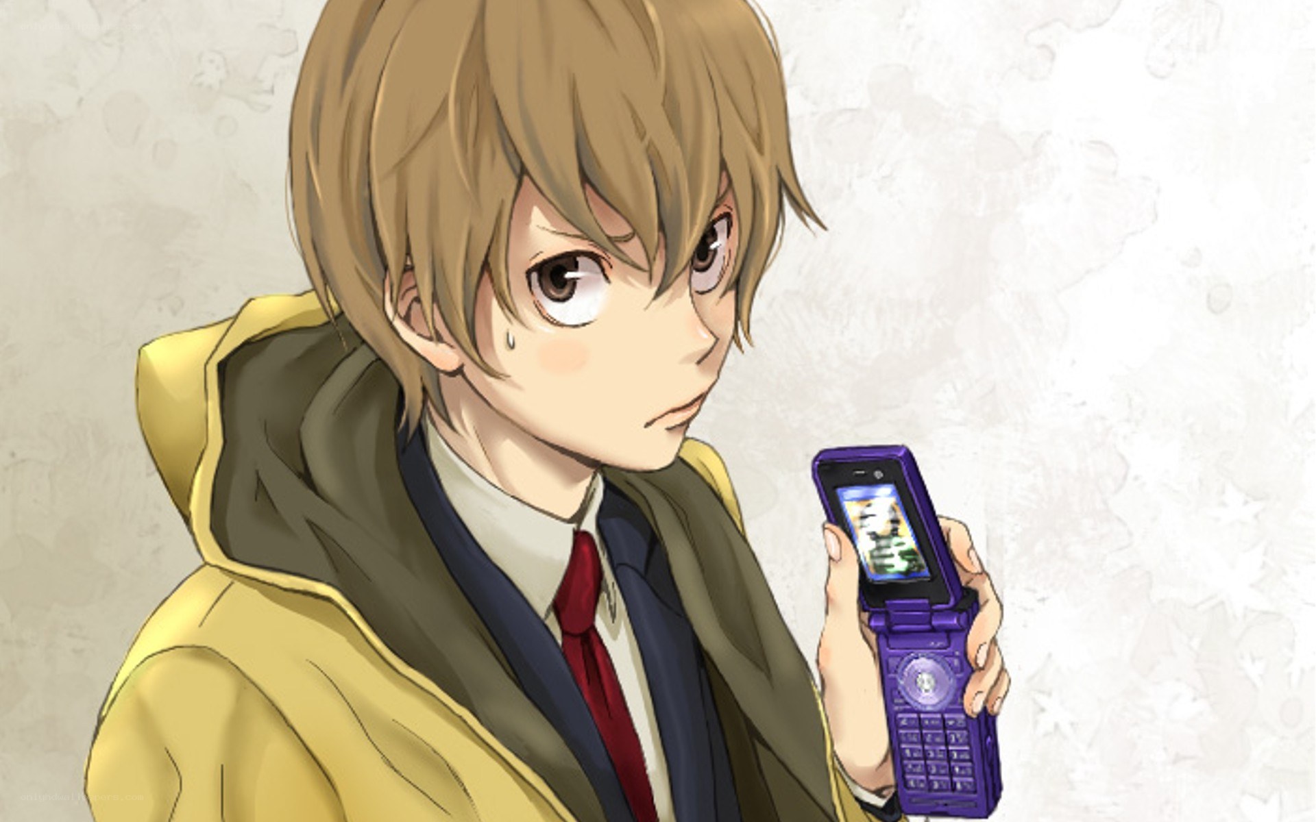 anime character with phone