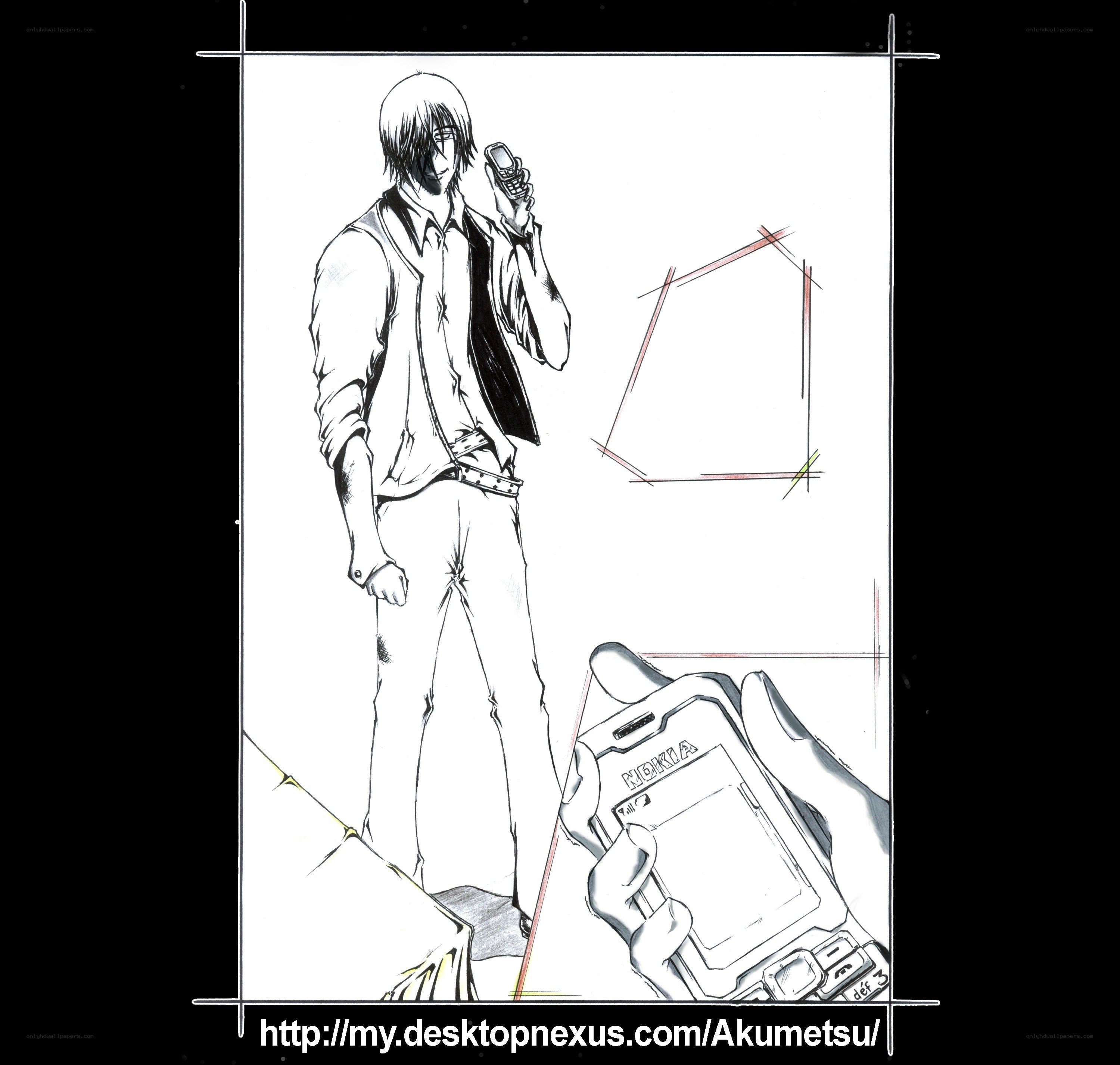 anime character with phone