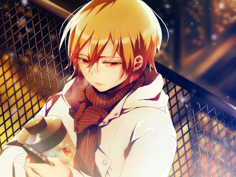 Anime Character with Phone — Yellow