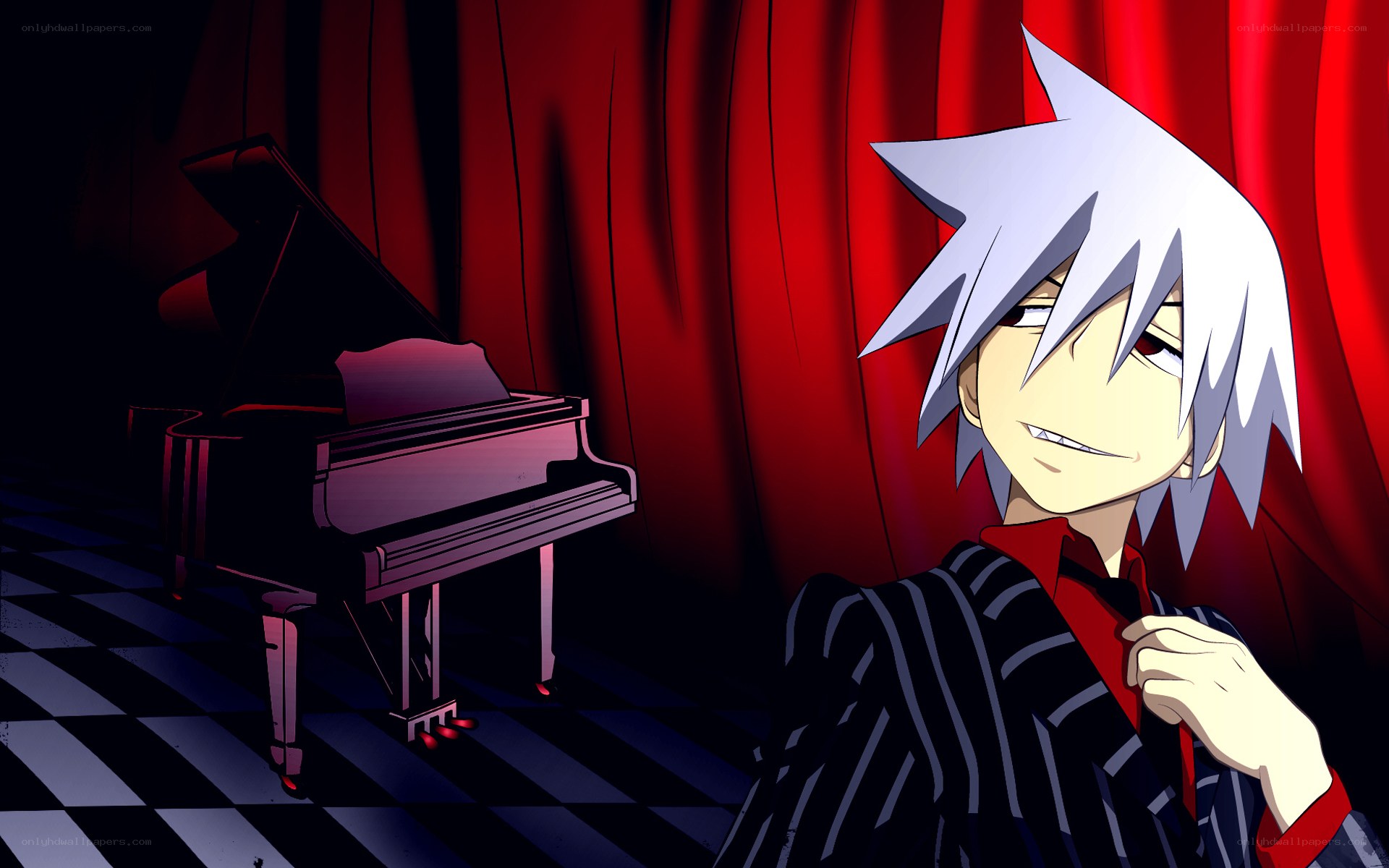 anime character with piano