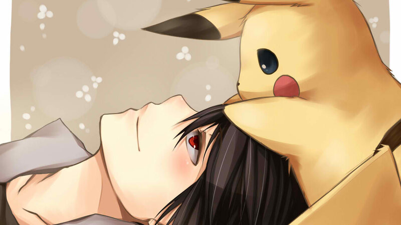 Anime Character with Pikachu — Yellow