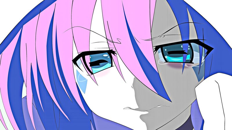 Anime Character with Pink and Blue Hair
