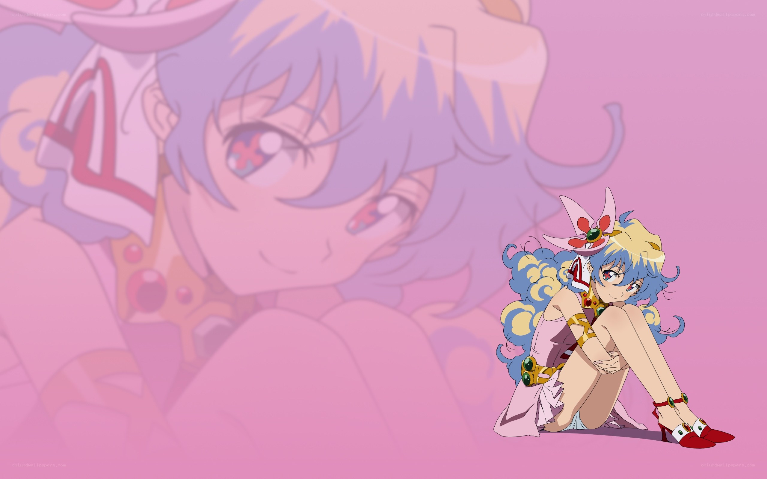 anime character with pink background