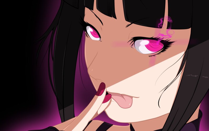 anime character with pink eyes