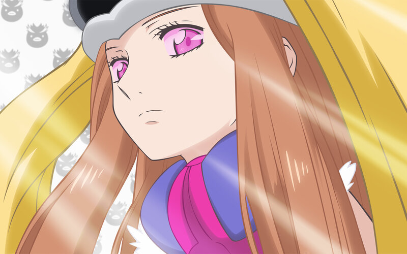 anime character with pink eyes