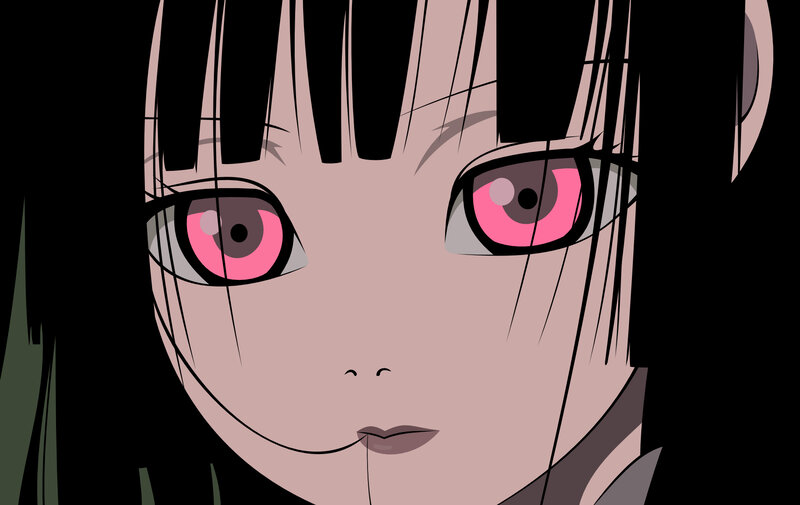 anime character with pink eyes