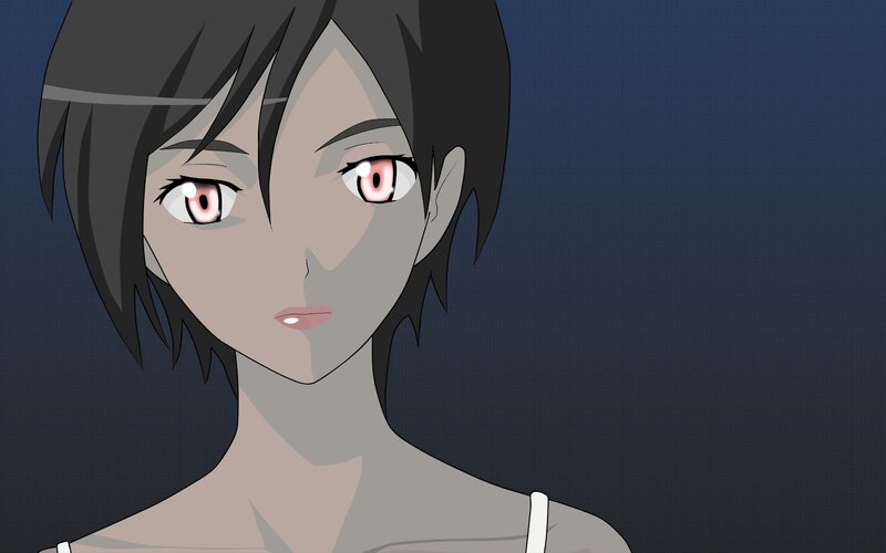 Anime Character with Pink Eyes — Gray, Neutral