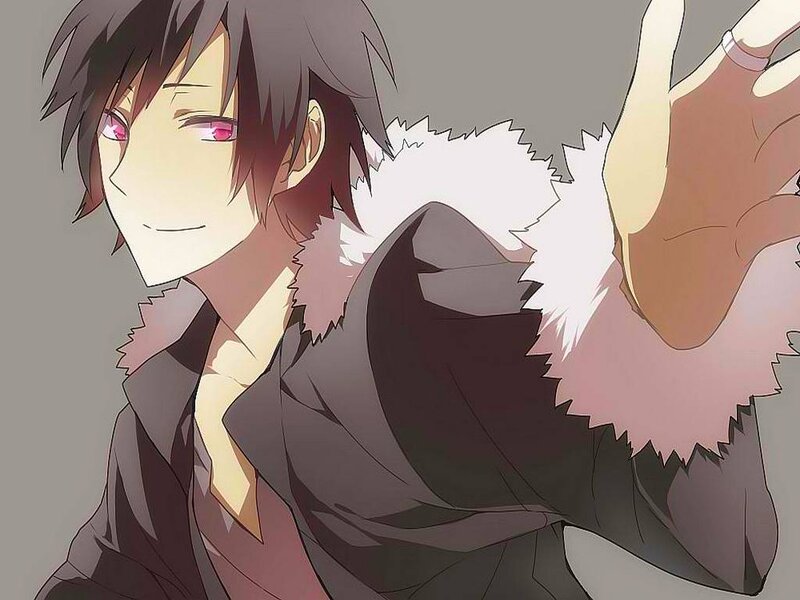 Anime Character with Pink Eyes — Gray