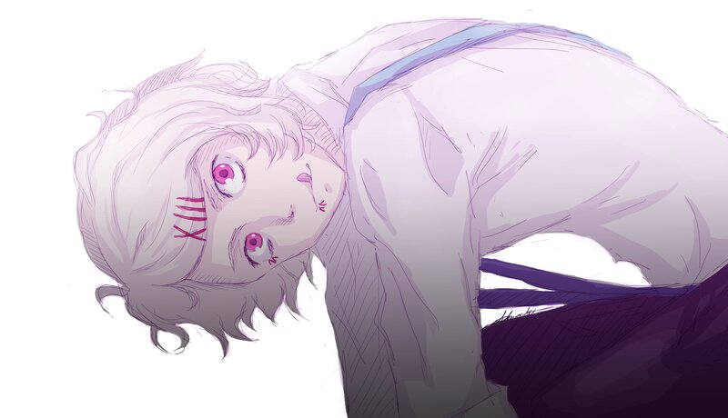 Anime Character with Pink Eyes — Purple