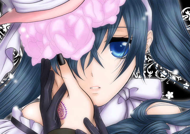 anime character with pink flower