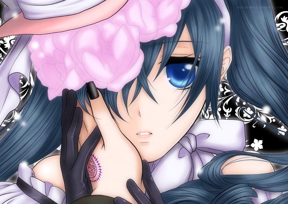 anime character with pink flower