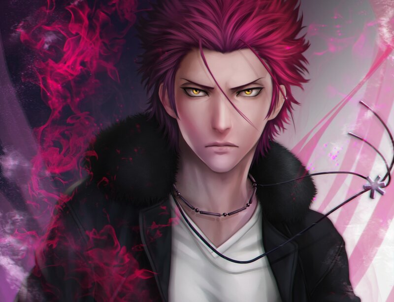 anime character with pink hair