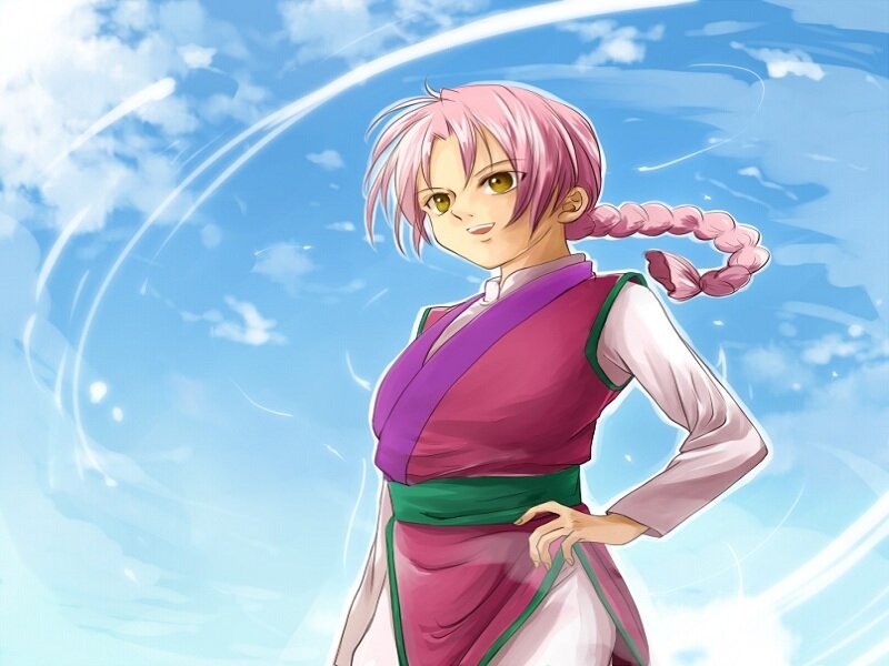 anime character with pink hair