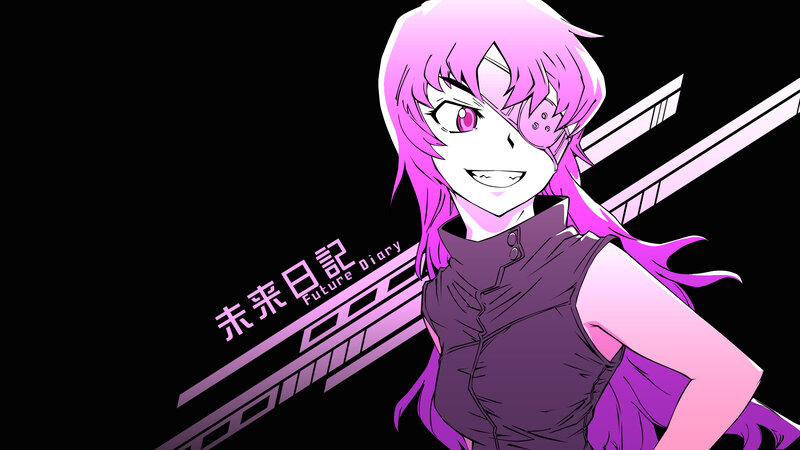 Anime Character with Pink Hair — Black, Dramatic, Eyepatch