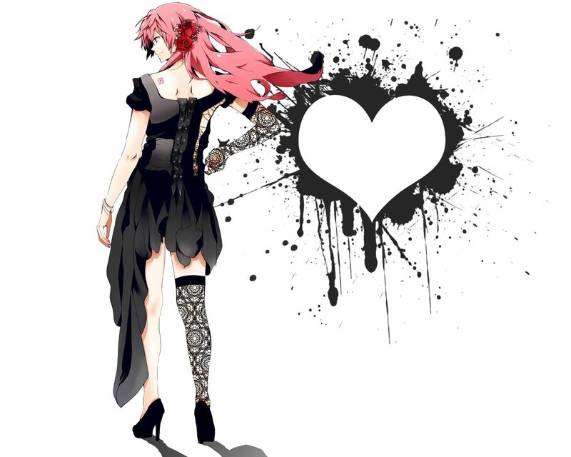 Anime Character with Pink Hair — Black, Dramatic