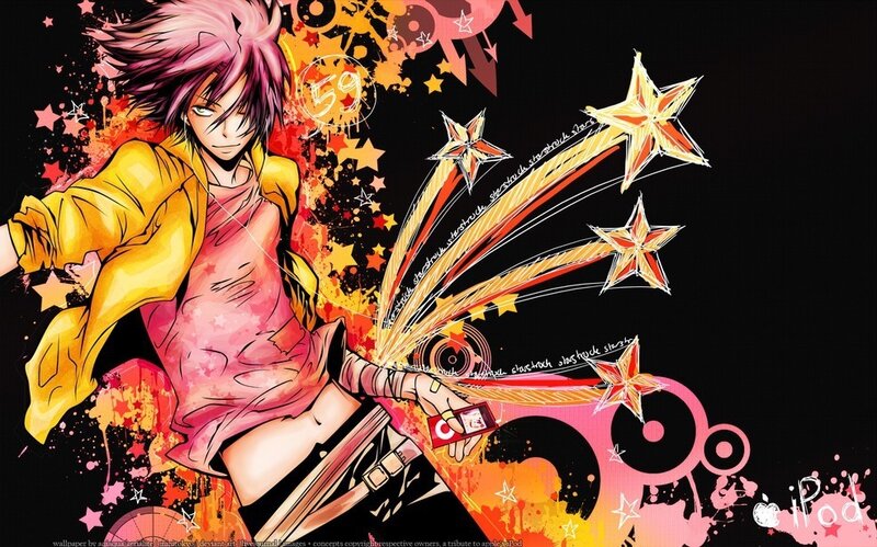 Anime Character with Pink Hair — Black, Dynamic, Energetic