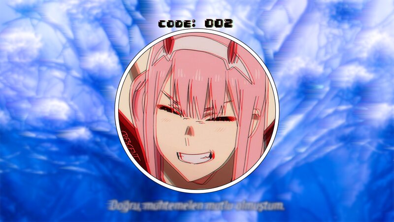 Anime Character with Pink Hair — Blue, Dramatic, Circle Frame
