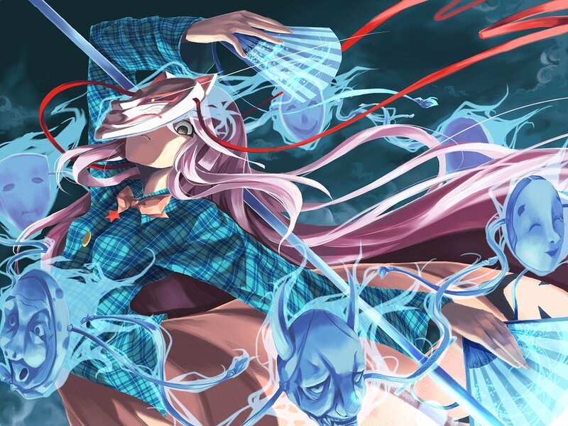 Anime Character with Pink Hair — Blue, Dramatic, Digital Art