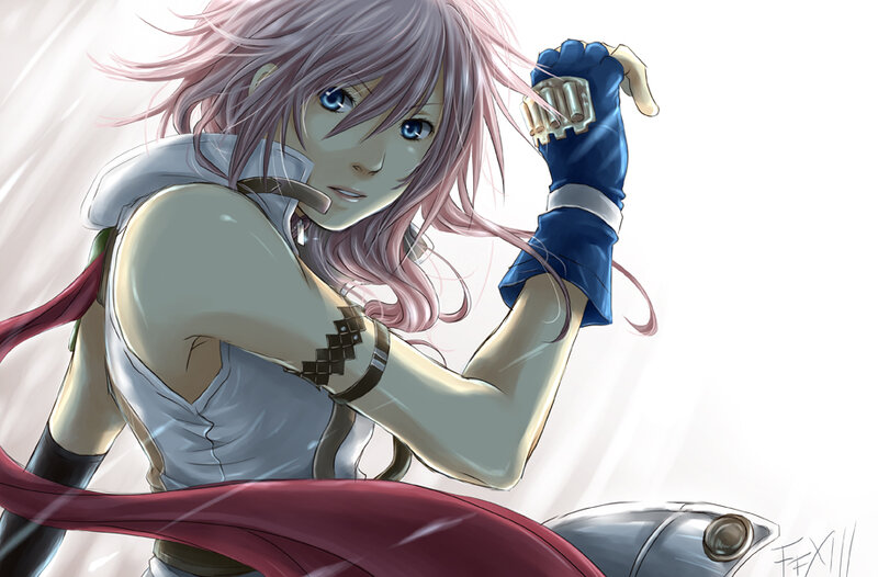 Anime Character with Pink Hair — Dramatic, Digital Art, Blue Glove