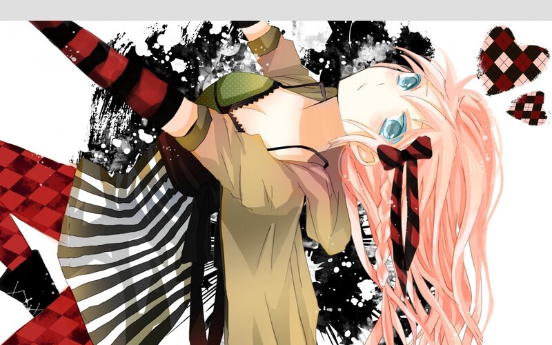 Anime Character with Pink Hair — Dramatic, Heart Shapes